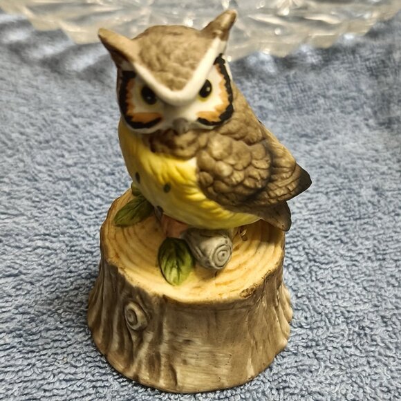 Lefton Vintage Porcelain Great Horned Owl Bell Figurine. Hand Painted. - Picture 2 of 5